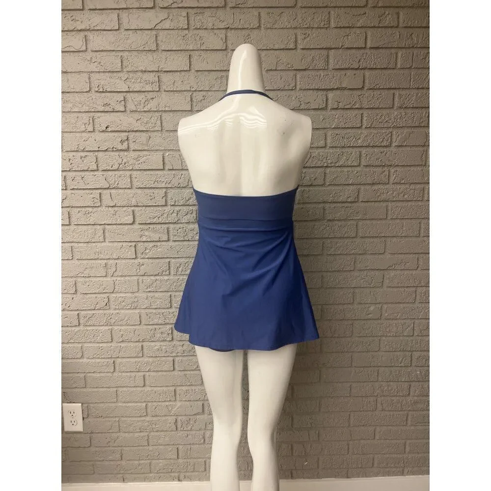 Michael Kors Women Blue Bandeau One Piece With Buckle Detail Swimwear Size 4